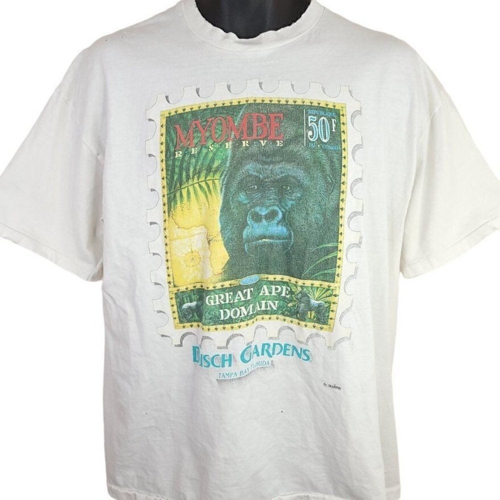 Myombe Reserve Busch Gardens T Shirt Vintage 90s Great Ape Domain Gorilla XL